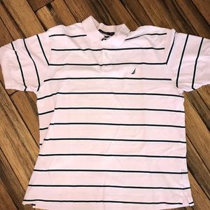 Pink, white and blue Nautica Polo